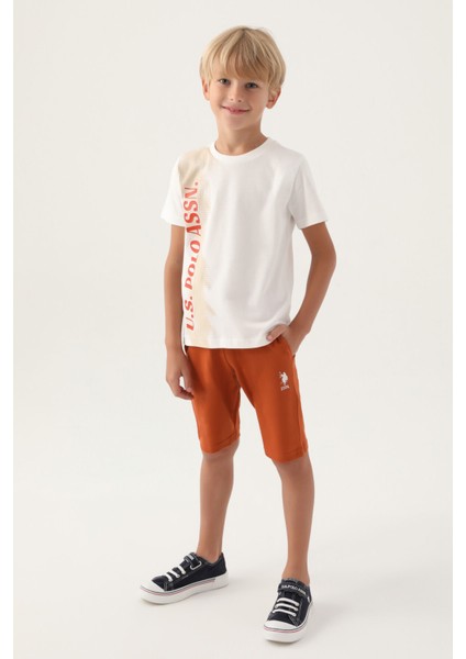 Lisanslı Written Krem Erkek Çocuk Bermuda Takım