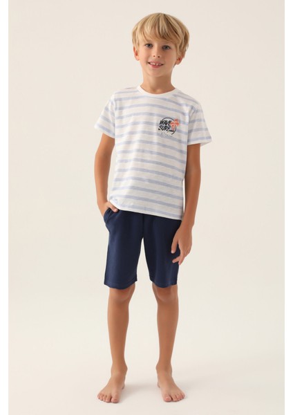 Wave Surf Mavi Erkek Çocuk Bermuda Takım