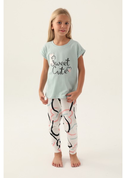 Sweet Yeşil Kız Çocuk Pijama Takımı