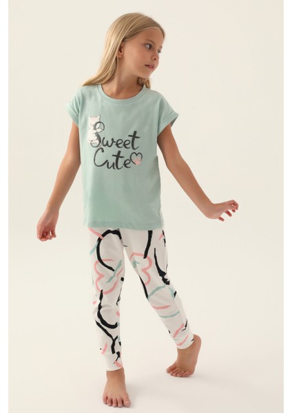 Sweet Yeşil Kız Çocuk Pijama Takımı