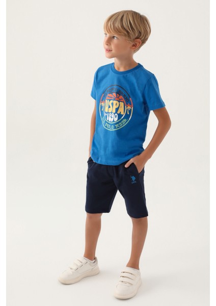 Lisanslı Crew Neck Cobalt Erkek Çocuk Bermuda Takım