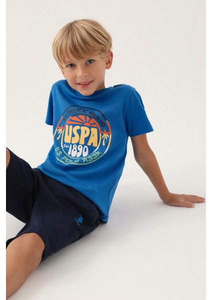 Lisanslı Crew Neck Cobalt Erkek Çocuk Bermuda Takım