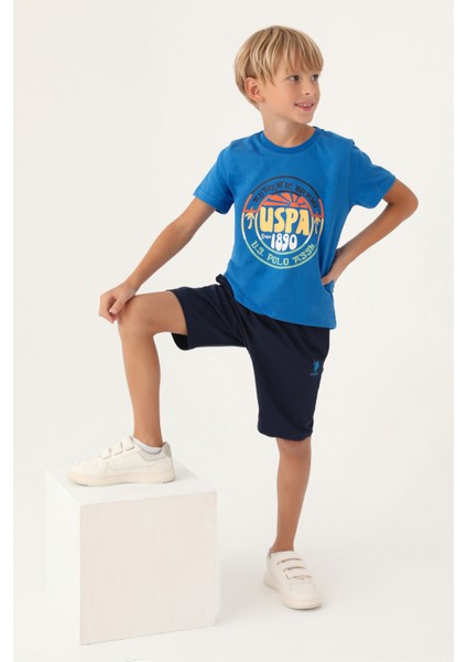 Lisanslı Crew Neck Cobalt Erkek Çocuk Bermuda Takım