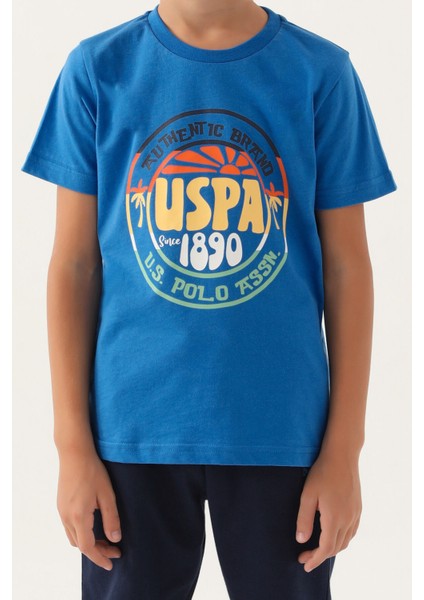 Lisanslı Crew Neck Cobalt Erkek Çocuk Bermuda Takım