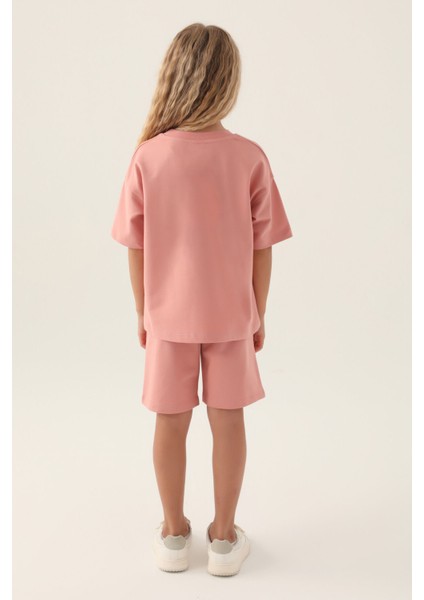 Lisanslı Simple Pembe Kız Çocuk Bermuda Takım