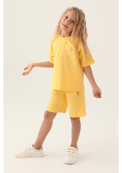 Lisanslı Simple Turuncu Kız Çocuk Bermuda Takım fiyatları