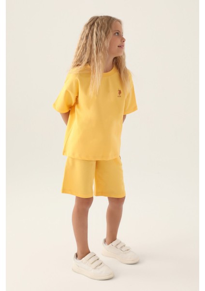 Lisanslı Simple Turuncu Kız Çocuk Bermuda Takım modelleri