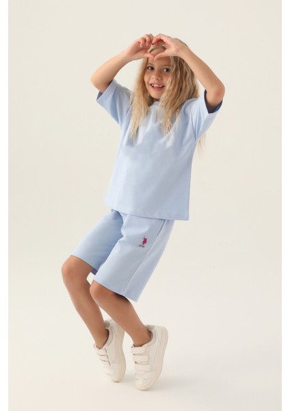 Lisanslı Simple Mavi Kız Çocuk Bermuda Takım fiyatları