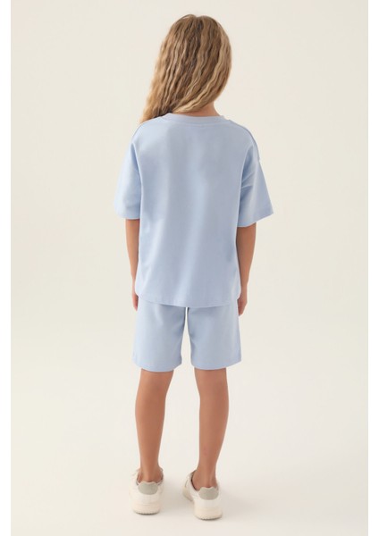 Lisanslı Simple Mavi Kız Çocuk Bermuda Takım indirimleri