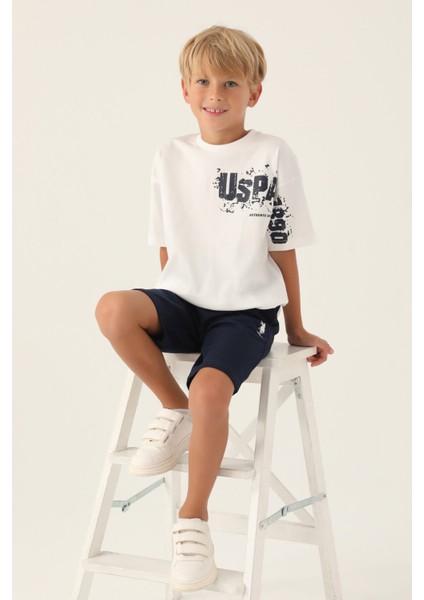 Lisanslı Brush Pattern Krem Erkek Çocuk Bermuda Takım modelleri
