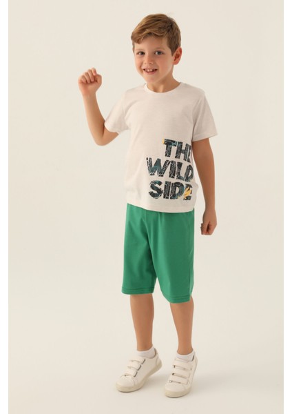 The Wild Side Krem Melanj Erkek Çocuk Bermuda Takım