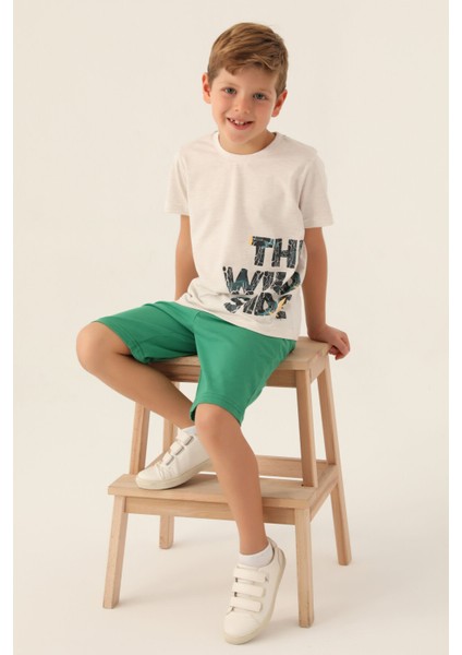 The Wild Side Krem Melanj Erkek Çocuk Bermuda Takım modelleri
