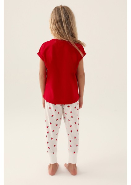 Lisanslı Text Printed Kırmızı Kız Çocuk Pijama Takımı indirimleri