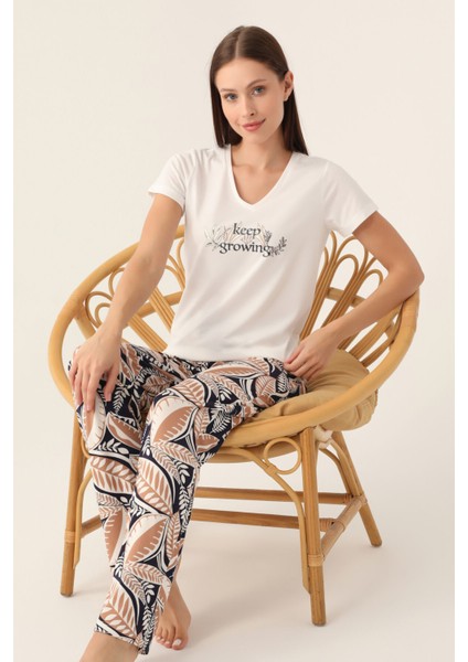 Keep Krem Kadın Kısa Kol Pijama Takımı fiyatları