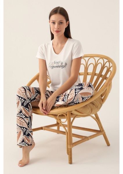 Keep Krem Kadın Kısa Kol Pijama Takımı modelleri