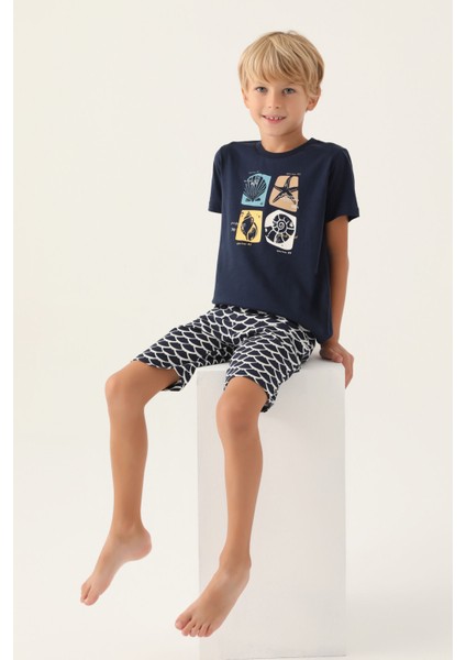 Star Lacivert Erkek Çocuk Bermuda Takım modelleri