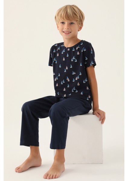 Yacht Lacivert Erkek Çocuk Pijama Takımı modelleri