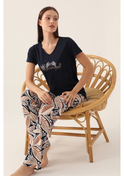 Keep Lacivert Kadın Kısa Kol Pijama Takımı modelleri