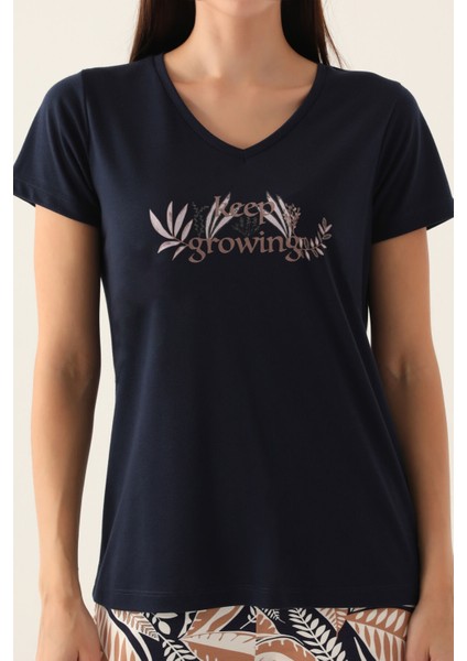 Keep Lacivert Kadın Kısa Kol Pijama Takımı fırsatları