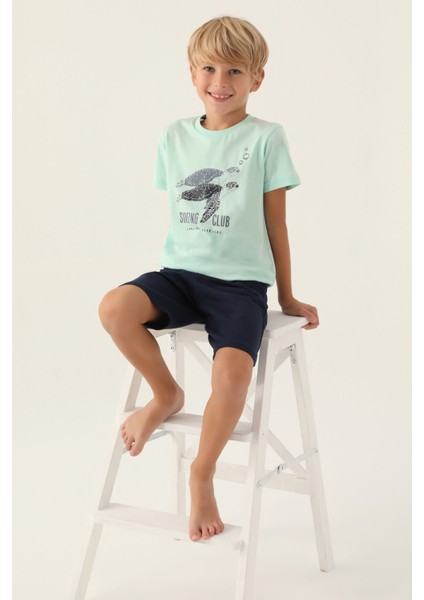 Surfıng Yeşil Erkek Çocuk Bermuda Takım