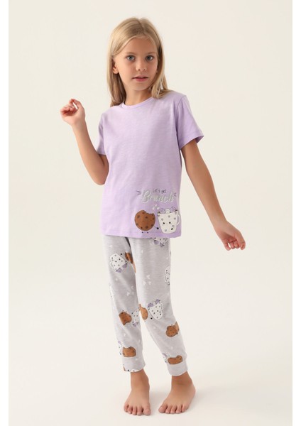 Brunch Lila Kız Çocuk Pijama Takımı