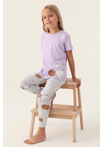Brunch Lila Kız Çocuk Pijama Takımı