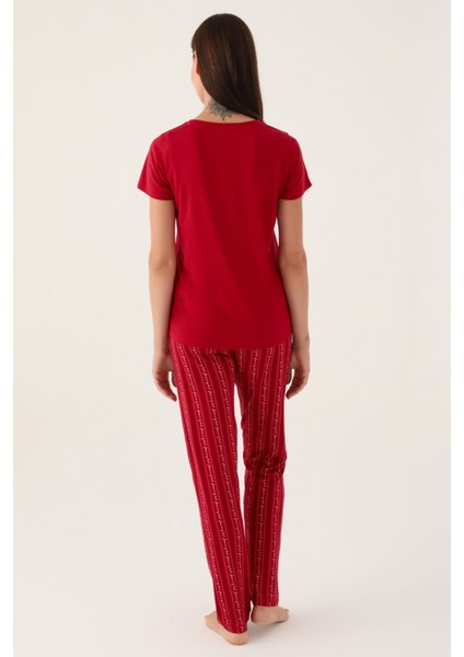 The Bordo Kadın Kısa Kol Pijama Takımı