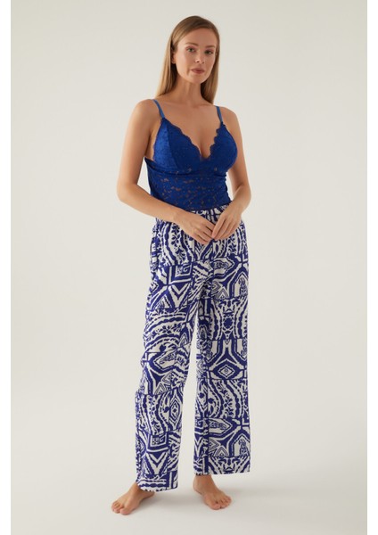 Fancy Lacivert Kadın 3lü Kısa Kol Kısa Kol Pijama Takımı fırsatları