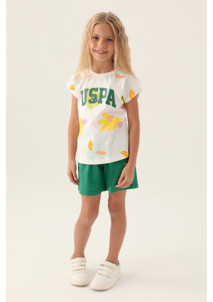 Lisanslı Leaf Krem Kız Çocuk Şort Takım modelleri