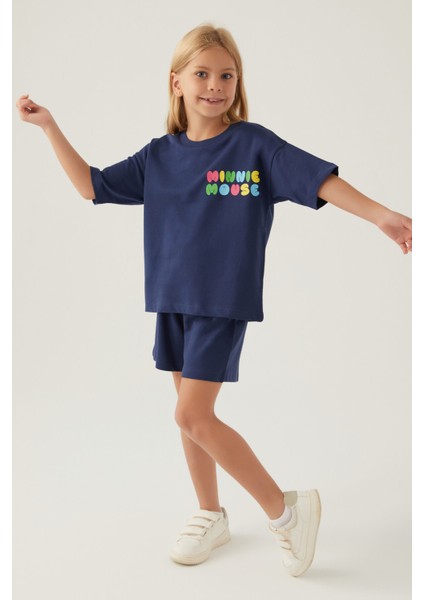 Colourful Koyu Indigo Kız Çocuk Şort Takım