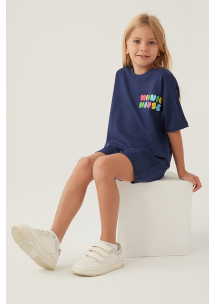 Colourful Koyu Indigo Kız Çocuk Şort Takım