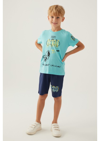 Gotham Turkuaz Erkek Çocuk Bermuda Takım