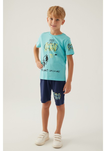 Gotham Turkuaz Erkek Çocuk Bermuda Takım modelleri