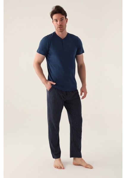 Short Koyu Indigo Erkek Pijama Takımı