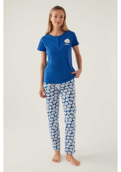 Beach Cobalt Kadın Kısa Kol Pijama Takımı fiyatları