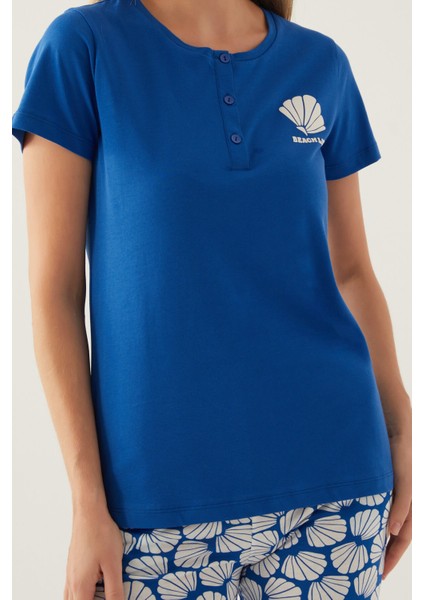 Beach Cobalt Kadın Kısa Kol Pijama Takımı fırsatları