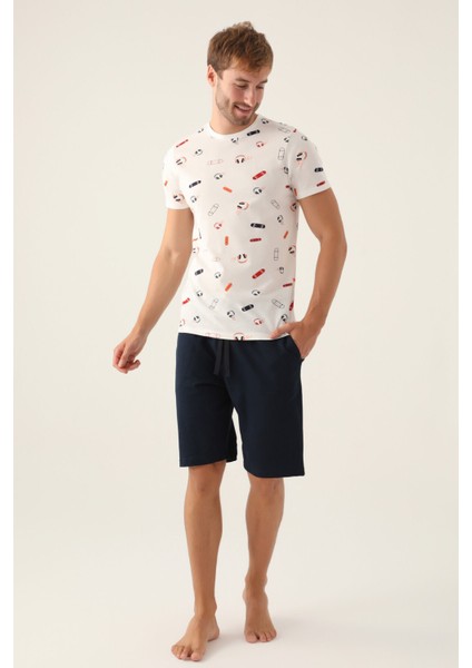 Skateboard Krem Erkek Bermuda Takım