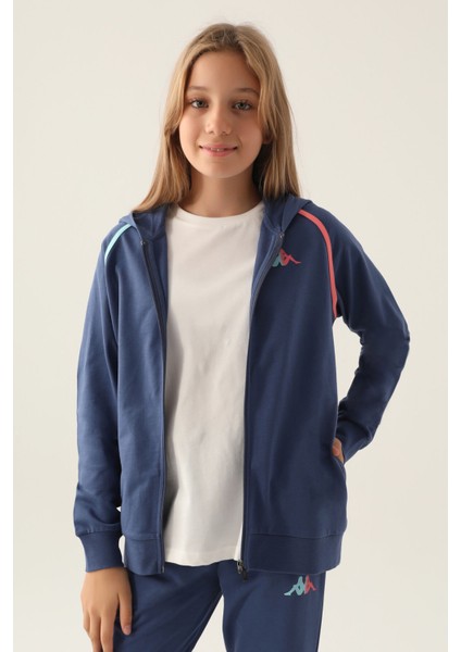Zippered Lacivert Kız Çocuk Sweatshirt