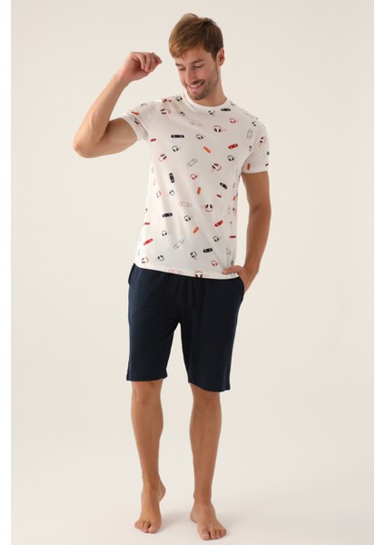 Skateboard Krem Erkek Bermuda Takım modelleri