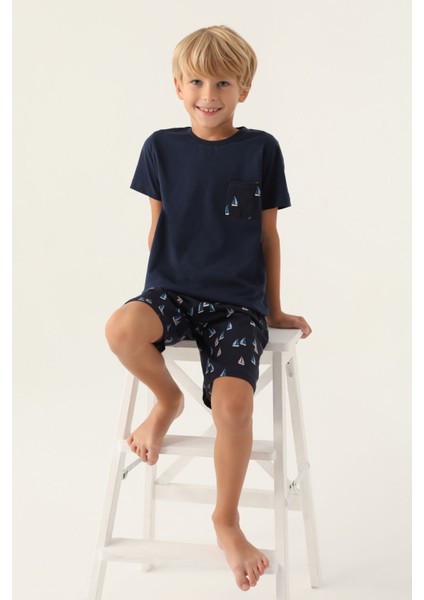 Flat Lacivert Erkek Çocuk Bermuda Takım modelleri