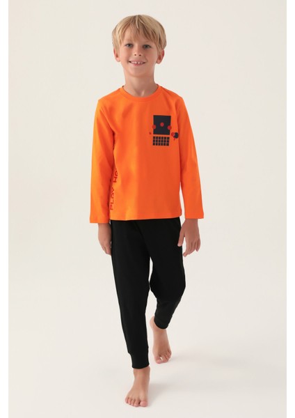 Play Hard Turuncu Erkek Çocuk Pijama Takımı