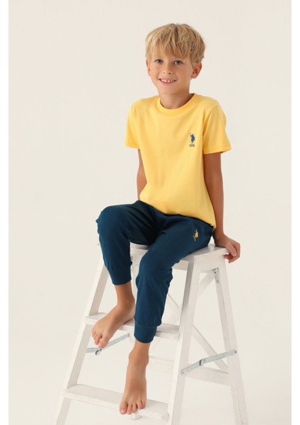 Lisanslı Palm Tree Sarı Erkek Çocuk Pijama Takımı