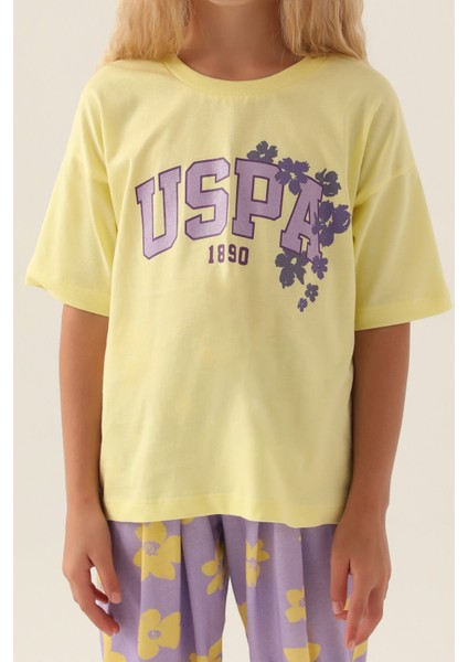 Lisanslı Floral Pattern Açık Sarı Kız Çocuk Pijama Takımı fırsatları