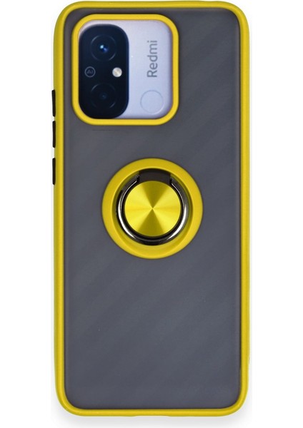 Xiaomi Redmi 12C Kılıf Montreal Yüzüklü Silikon Kapak - Sarı 300099