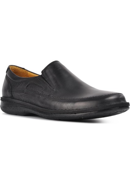 816612 Siyah Erkek Deri Slip On Ayakkabı