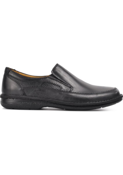816612 Siyah Erkek Deri Slip On Ayakkabı