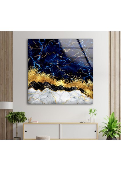 Mavi Mermer Desenli Temperli Cam Duvar Tablosu fiyatları