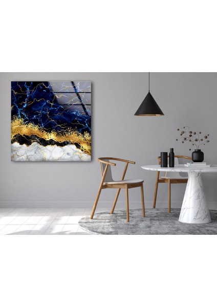 Mavi Mermer Desenli Temperli Cam Duvar Tablosu modelleri