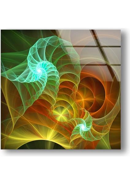 Dekoratif Renkli Soyut Temperli Cam Duvar Tablosu