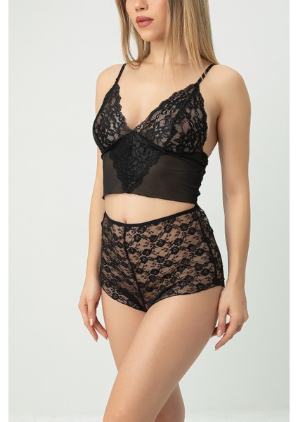 Dantelli Fantezi Şortlu Bralet Takım